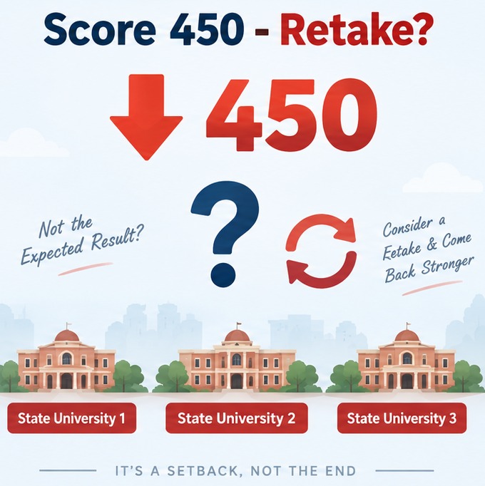 GATE score 450 in EE with state university options and retake decision