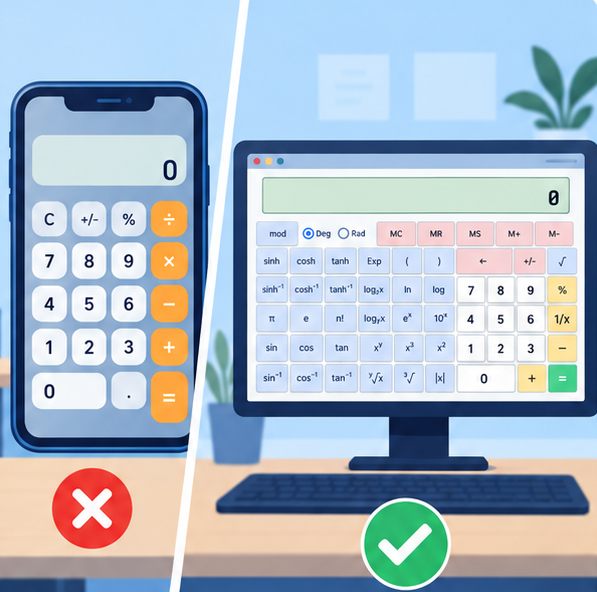 Comparison of practicing on phone vs desktop browser - desktop matches the GATE exam environment